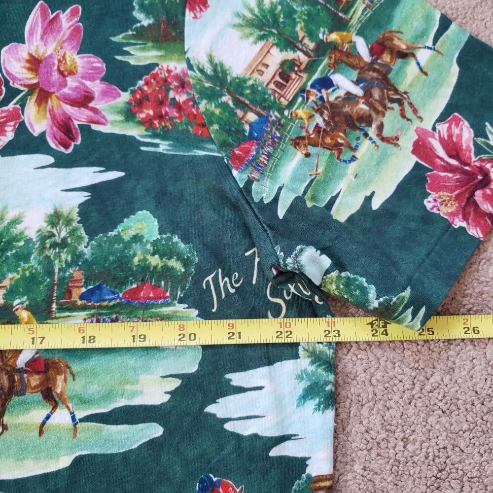 NWT Polo Ralph Lauren Floral Paradise Player Large Linen Blend Mens Polo Shirt